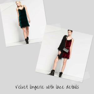 velvet lingery with lace details