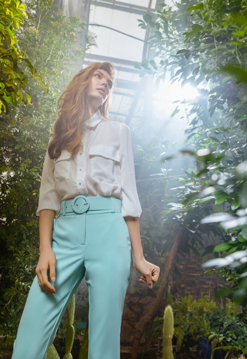 Dejavu Υφασμάτινο Παντελόνι με Ζώνη Στην Μέση