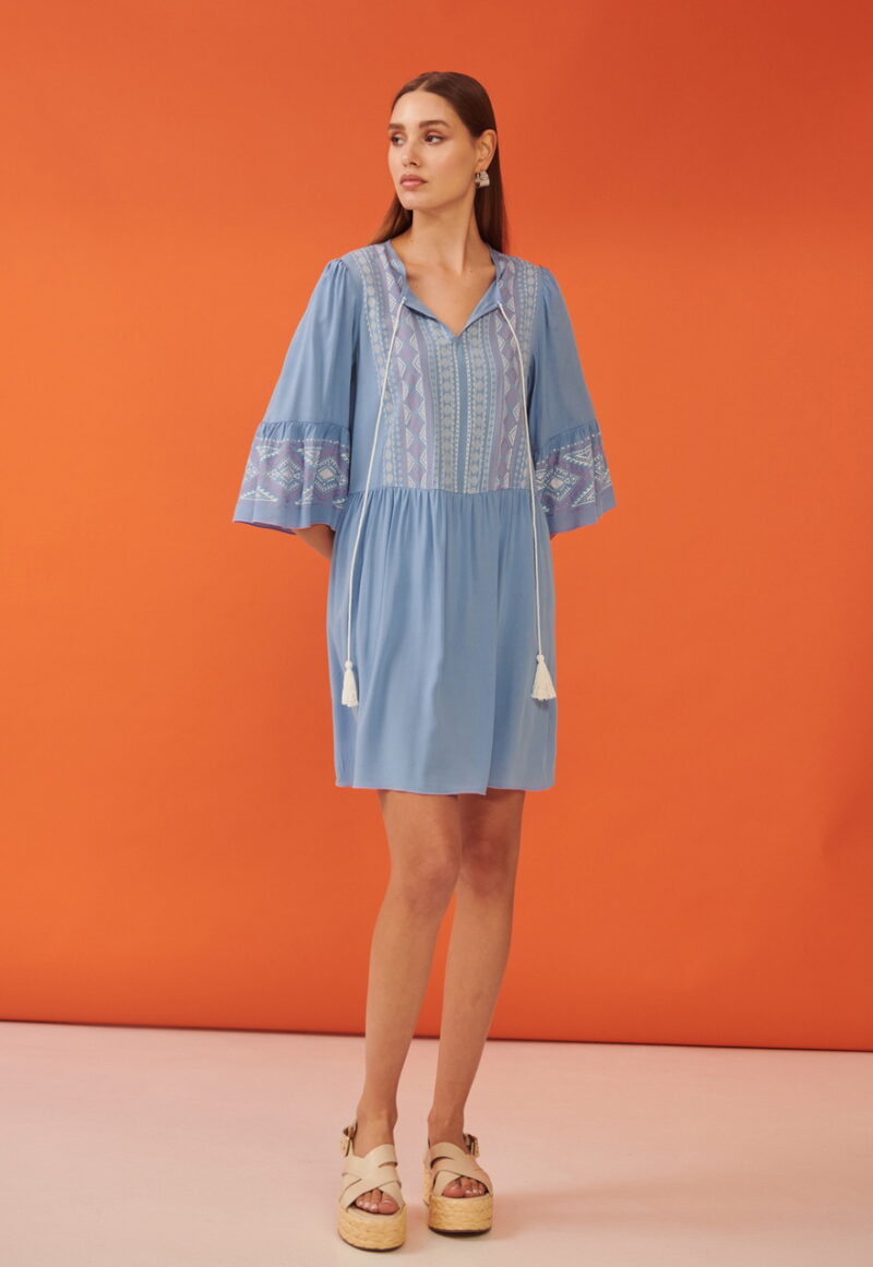 Cinderella Κοντό Φόρεμα με Boho Τύπωμα