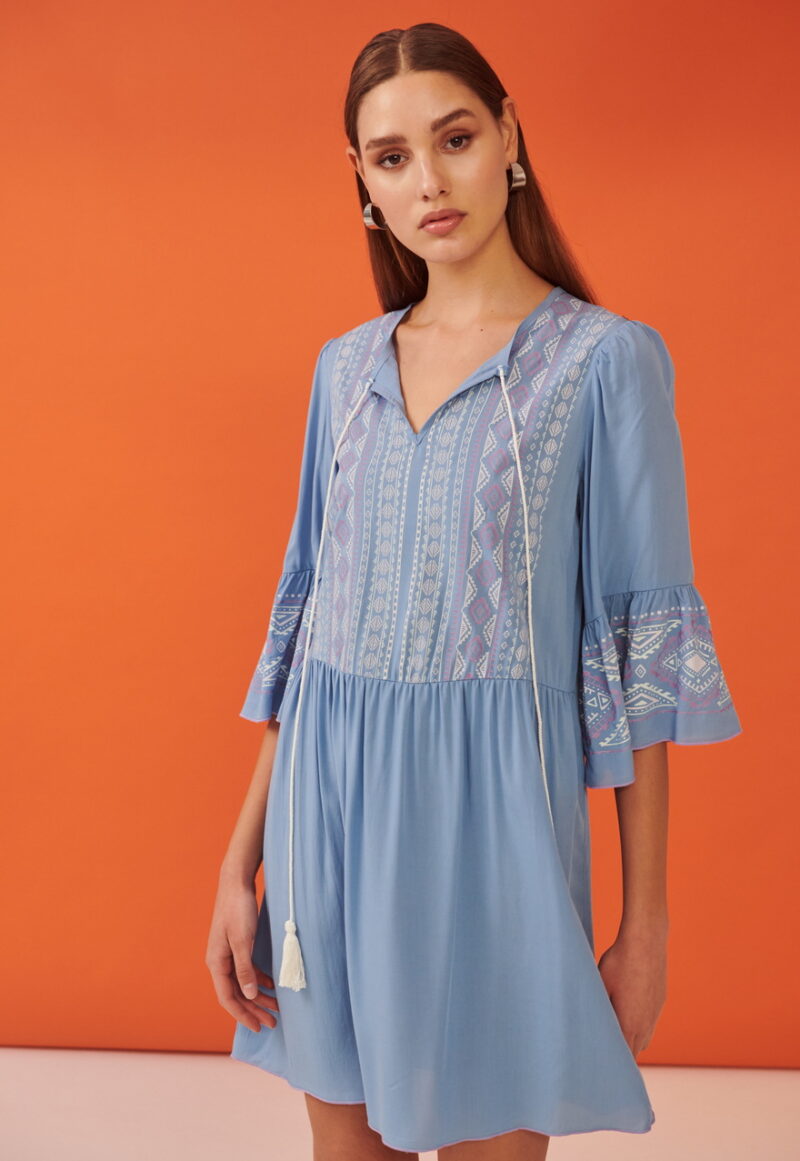 Cinderella Κοντό Φόρεμα με Boho Τύπωμα