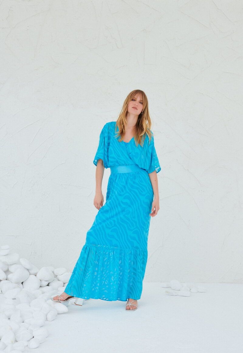 Dejavu Maxi Φόρεμα με Ανάγλυφο Σχέδιο Υφάσματος