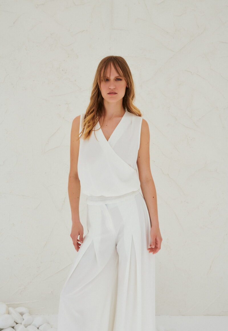 Dejavu Φαρδιά Παντελόνα με Πιέτα