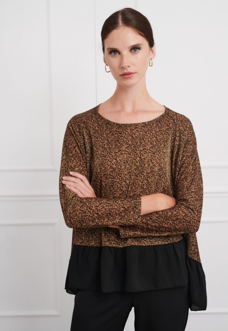 Dejavu Λεοπάρ Μπλούζα με Βολάν