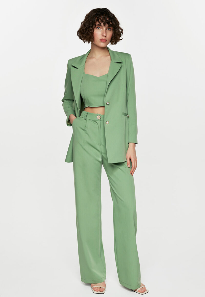 Dejavu Φαρδιά Παντελόνα με Πιέτες