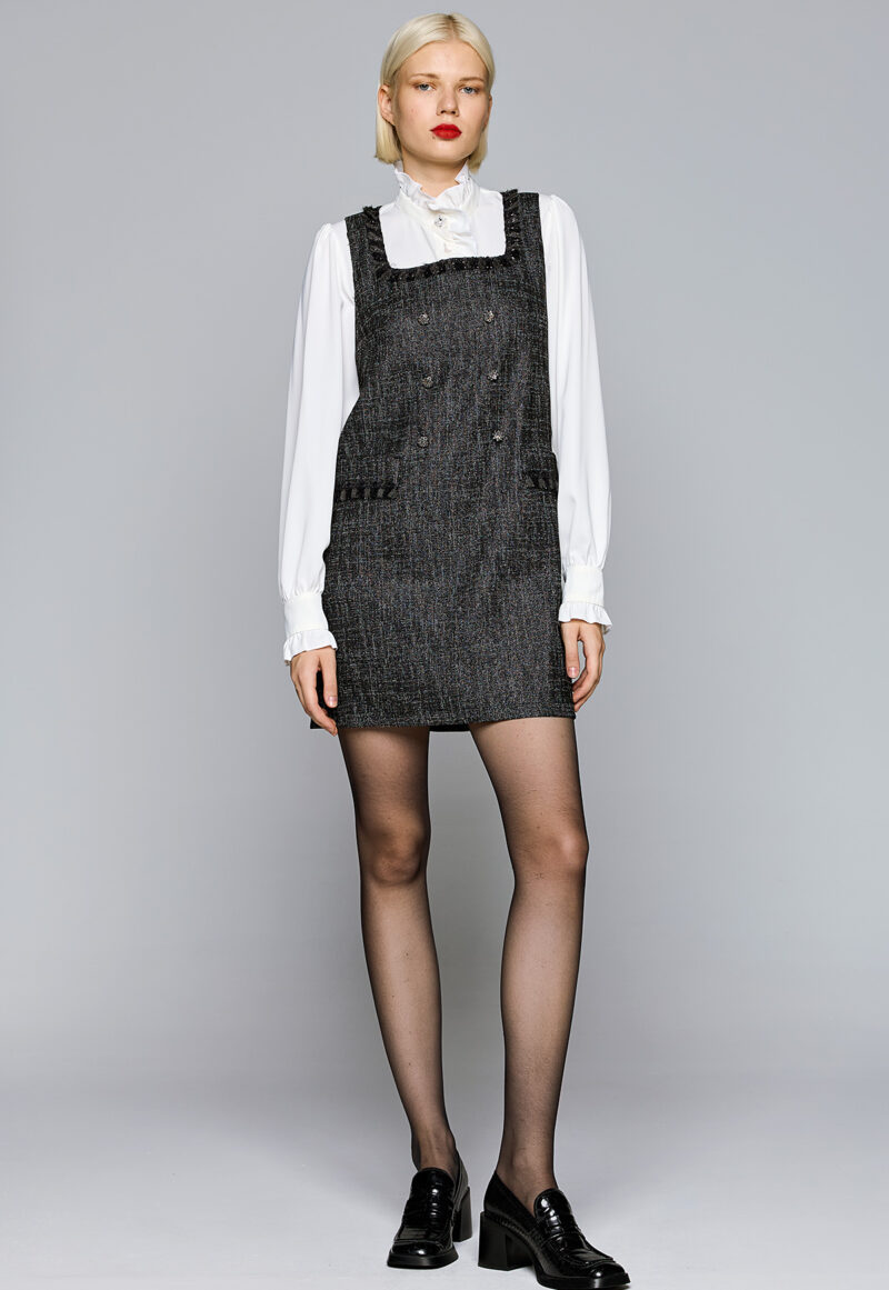 Dejavu Tweed Αμάνικο Φόρεμα