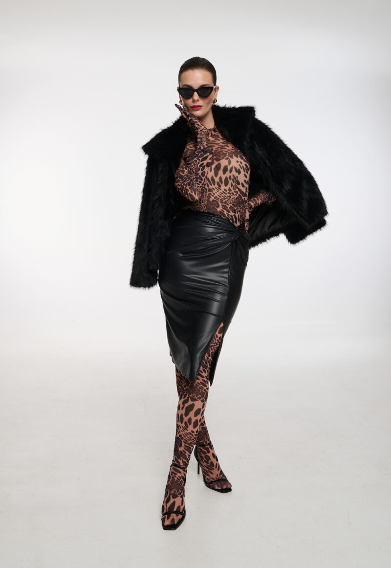 Dejavu φούστα δερματίνη με κόμπο