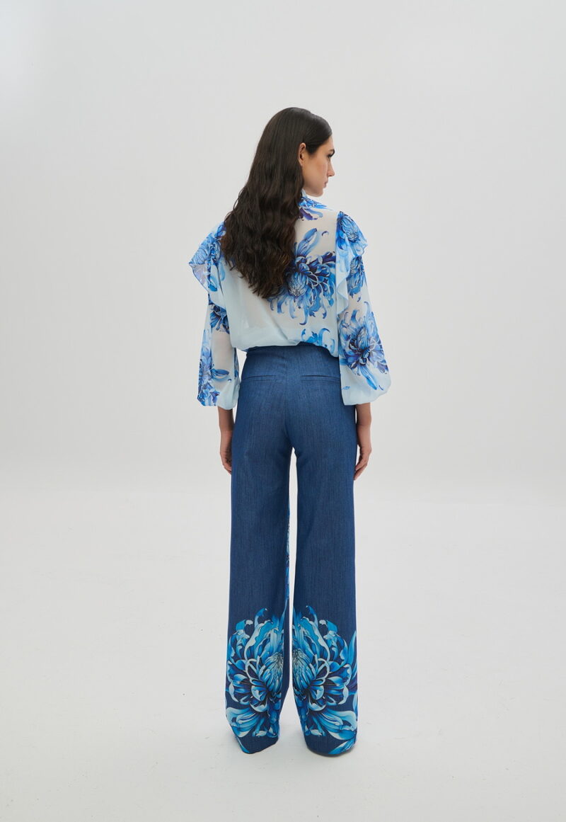 Dejavu παντελόνα με τυπωμένα λουλούδια