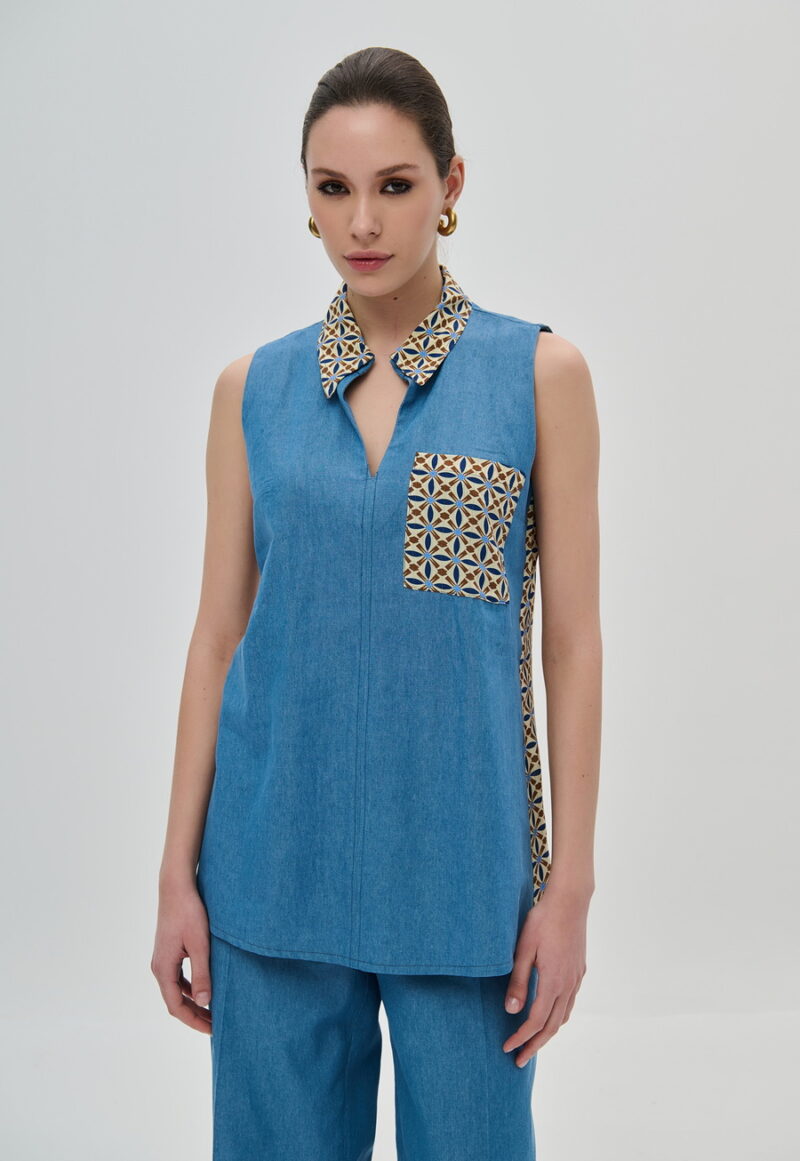 Dejavu αμάνικο Πουκάμισο τύπου Denim