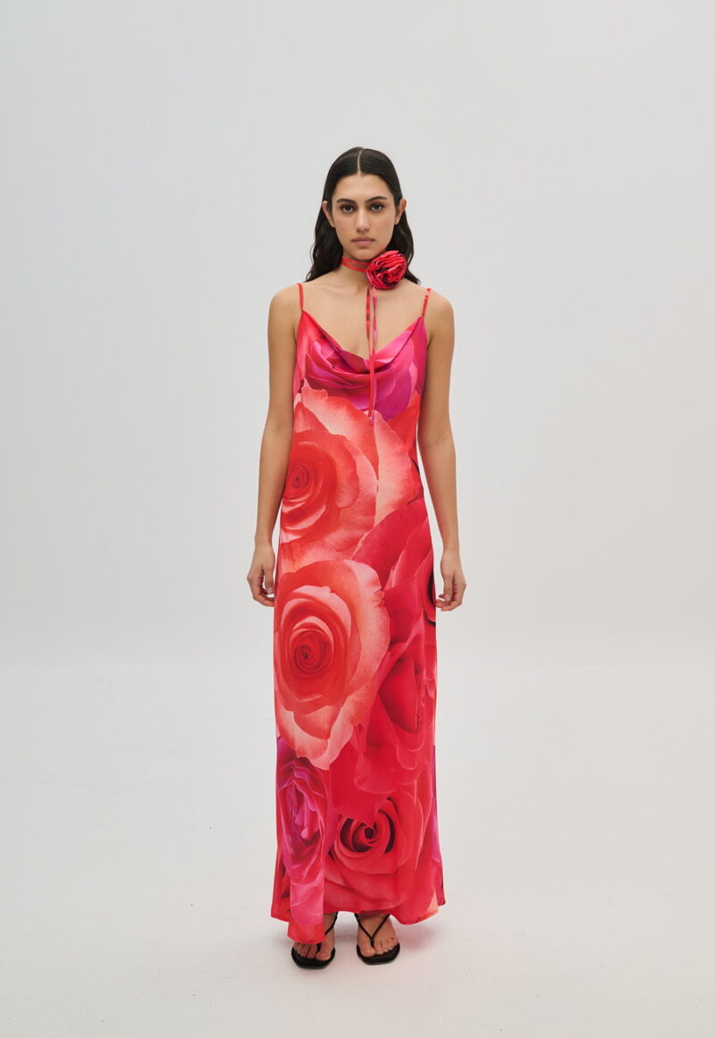 Dejavu Φόρεμα Ντραπέ Τριαντάφυλλα