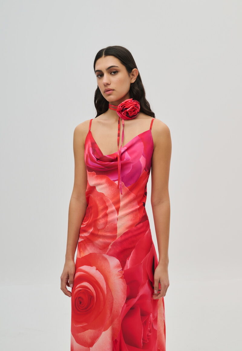 Dejavu Φόρεμα Ντραπέ Τριαντάφυλλα