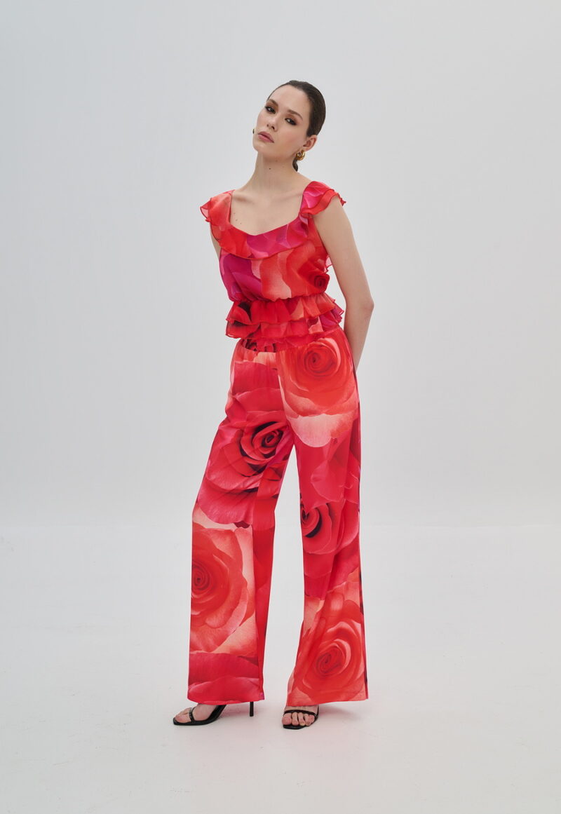 Dejavu Παντελόνα με Τυπωμένα Λουλούδια