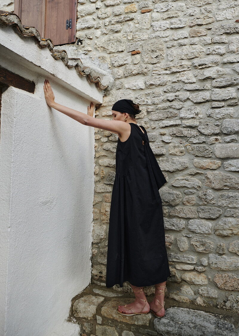 Dejavu Φόρεμα ποπλινα με σουρες στο πλάι