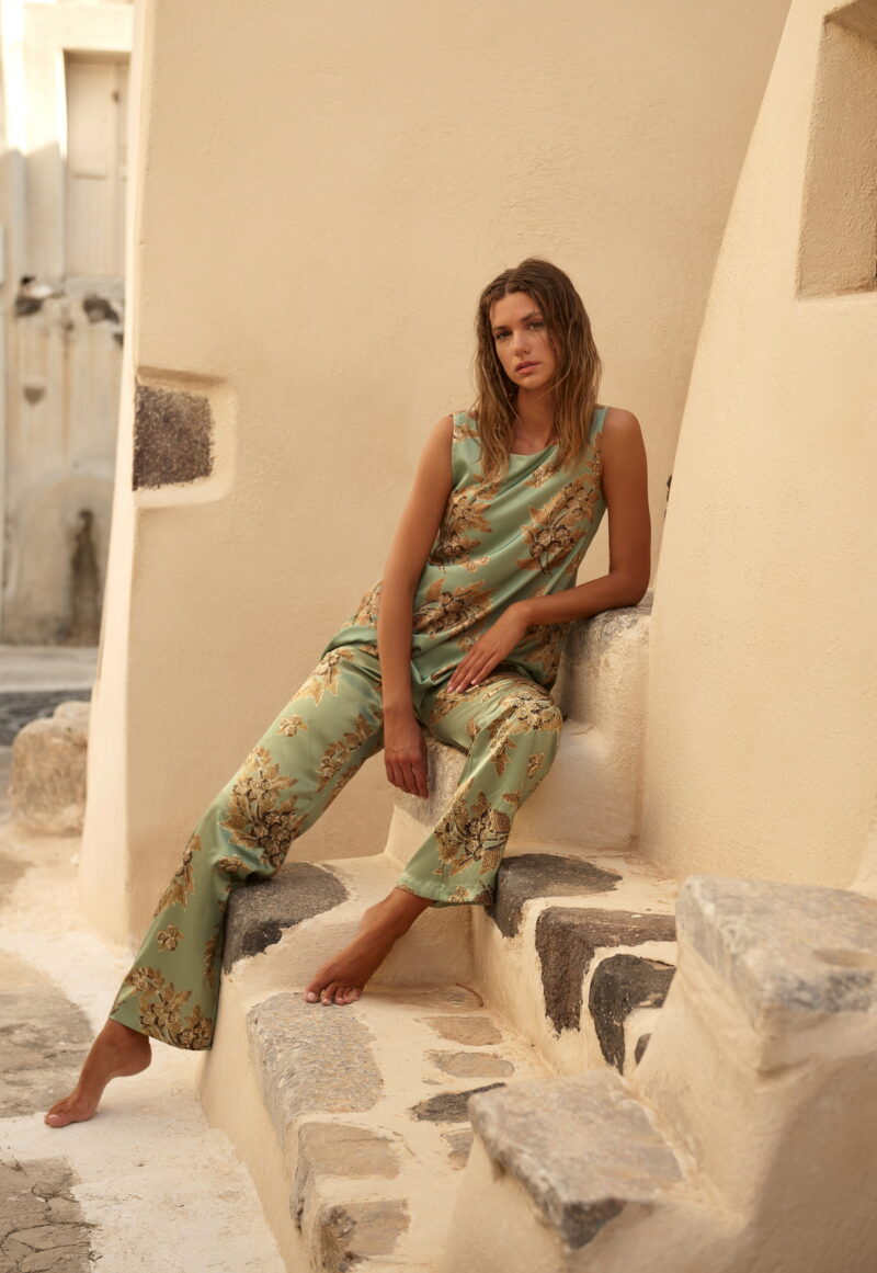 Σατέν Παντελόνα με allover τύπωμα