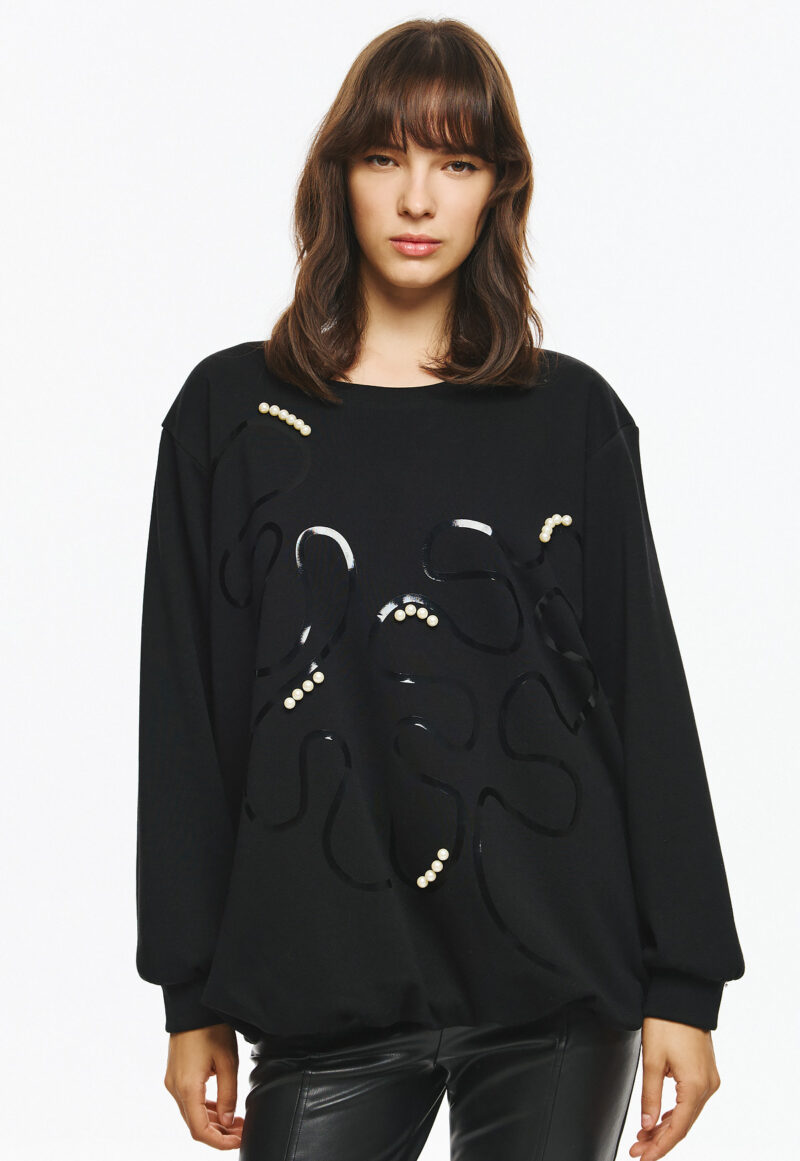 Cinderella Μπλούζα με Gloss Μοτίβο και Πέρλες