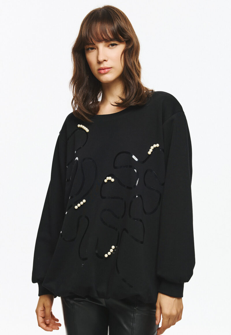 Cinderella Μπλούζα με Gloss Μοτίβο και Πέρλες