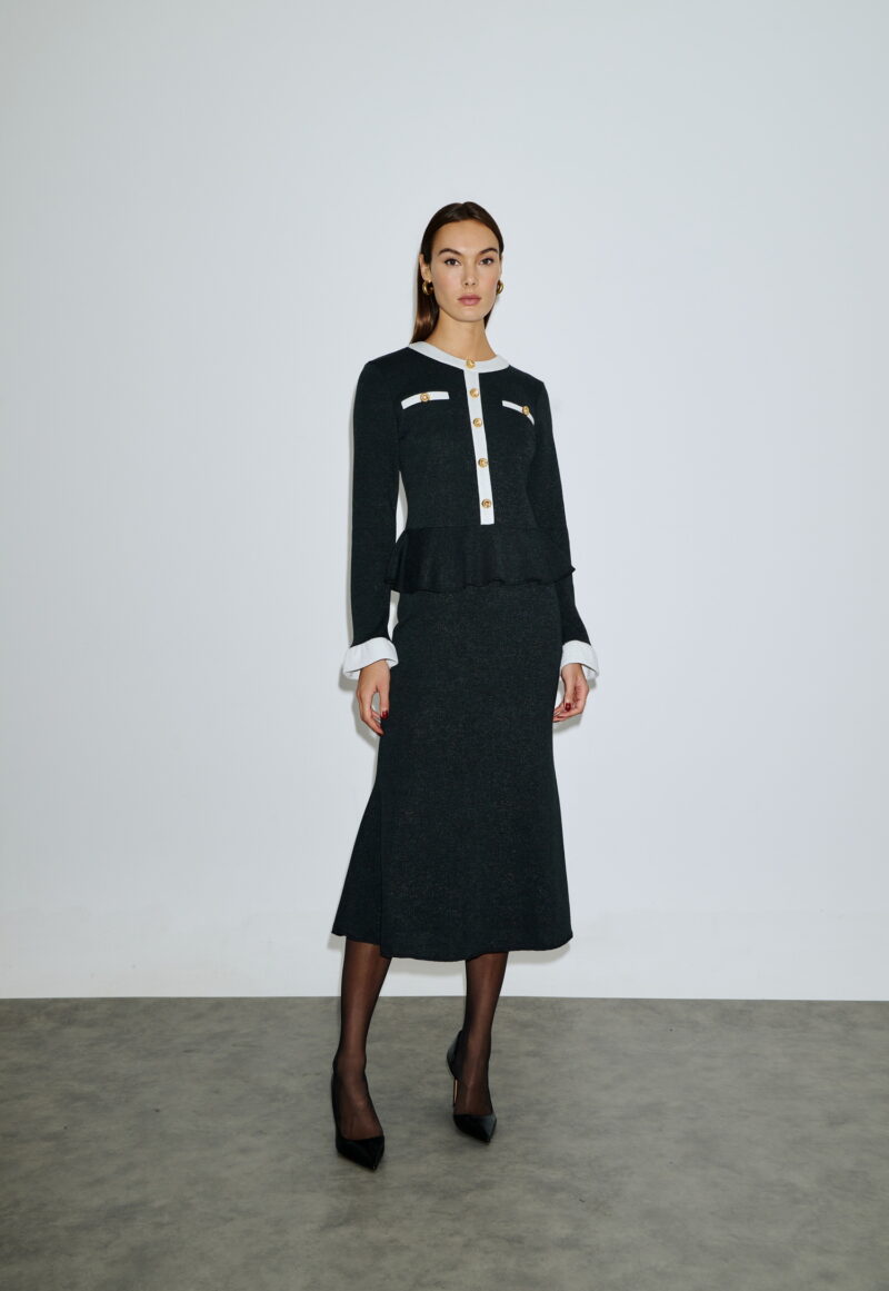 Dejavu Πλεκτό Δίχρωμο Φόρεμα