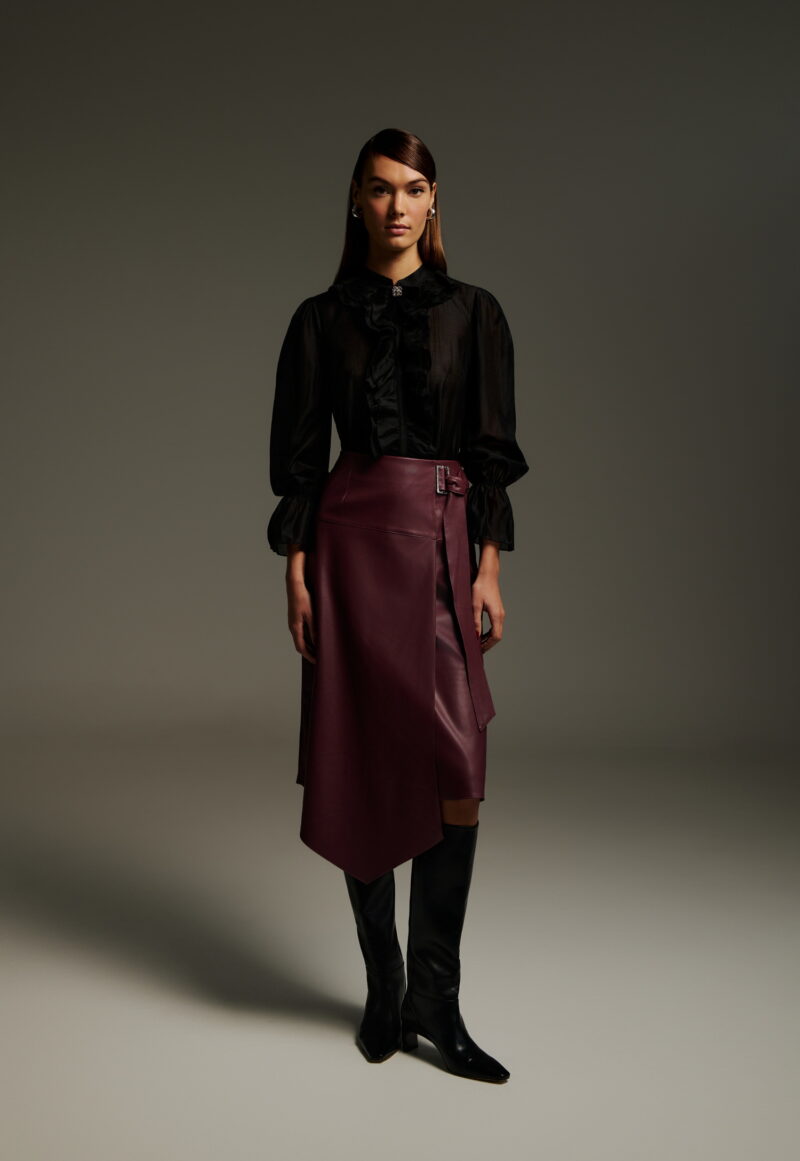 Dejavu Πουκάμισο Με βολάν και Μαύρη Καρφίτσα