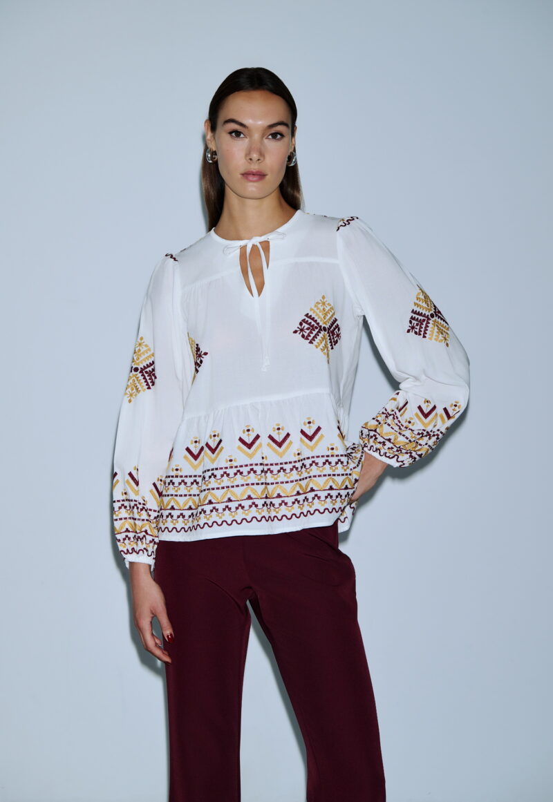 Dejavu Πουκαμίσα Boho Με Κεντημα