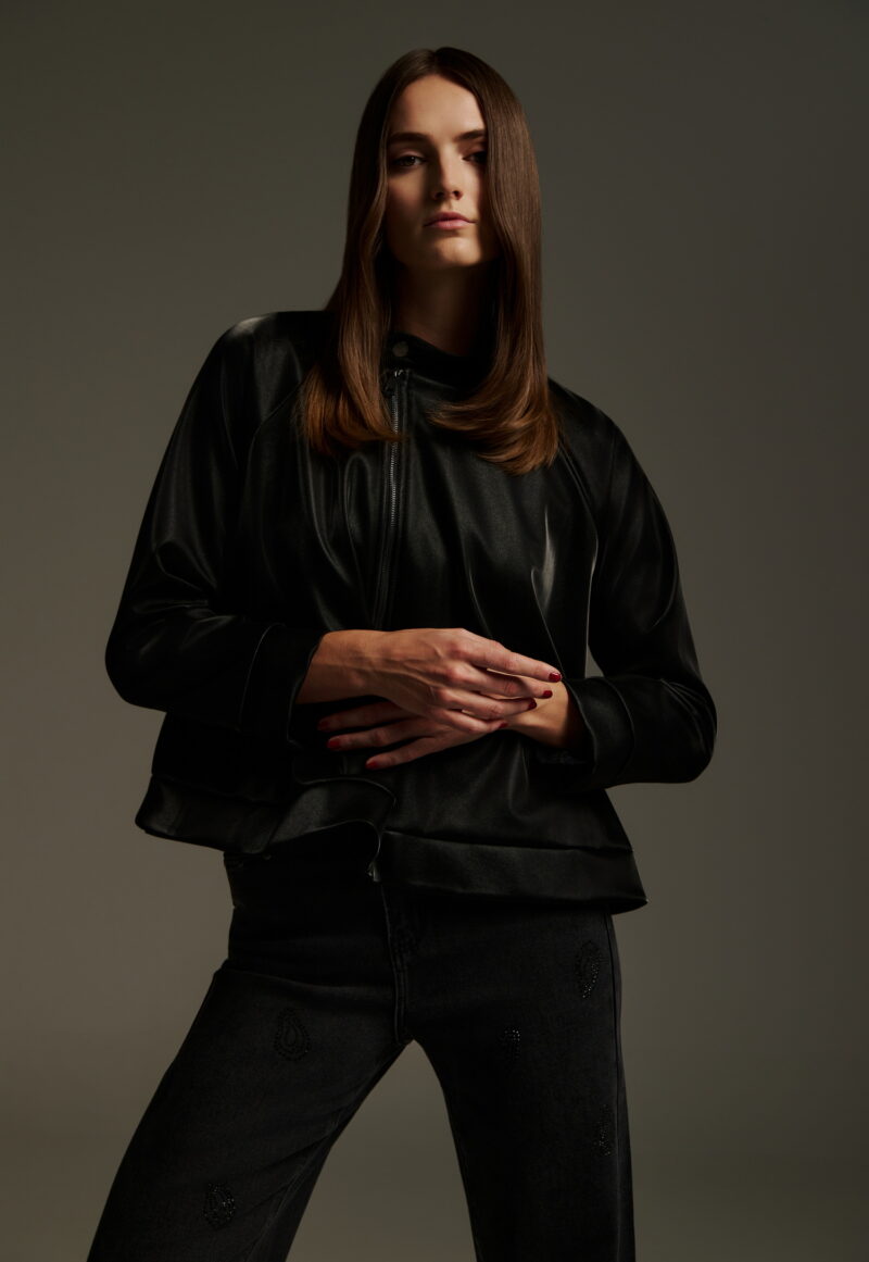 Dejavu Δερματίνη Γυαλιστερό Μπουφάν