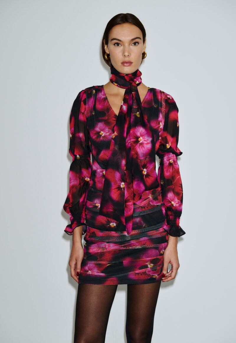 Dejavu Mini Εμπριμέ Φόρεμα με Φουλάρι