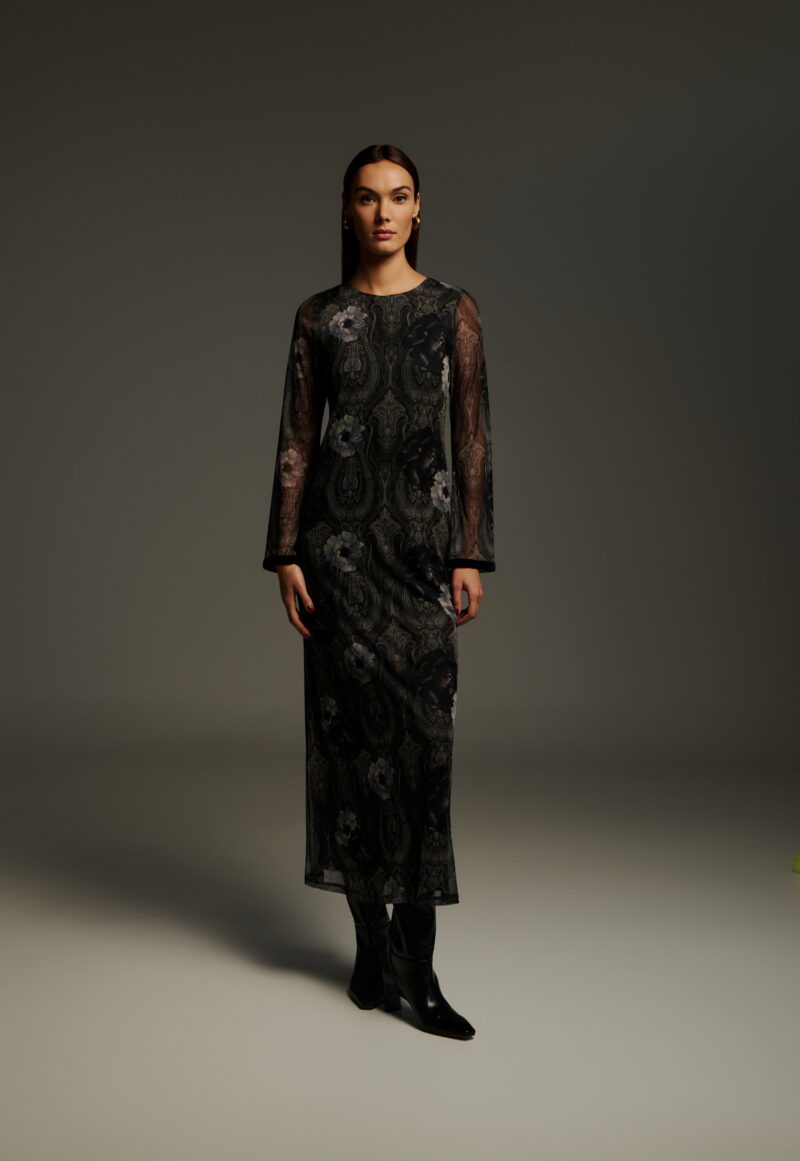 Dejavu Maxi Εμπριμέ Φόρεμα - ΛΑΔΙ, XL