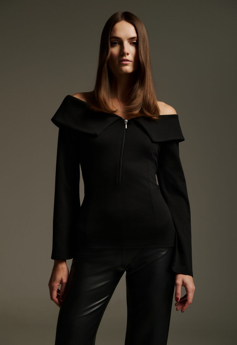 Dejavu Μπλούζα με Φερμουάρ και Μακριά Μανίκια