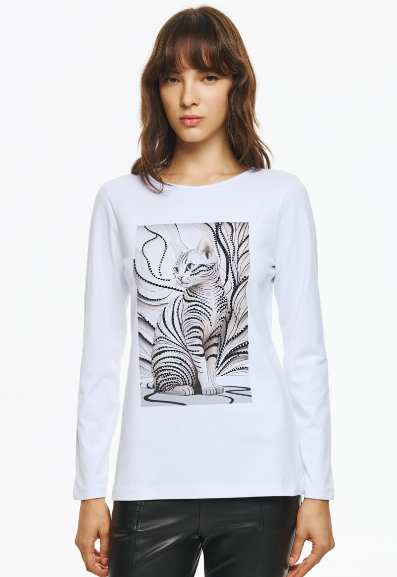 Unitee Μακρυμάνικη Μπλούζα με Print Γάτας