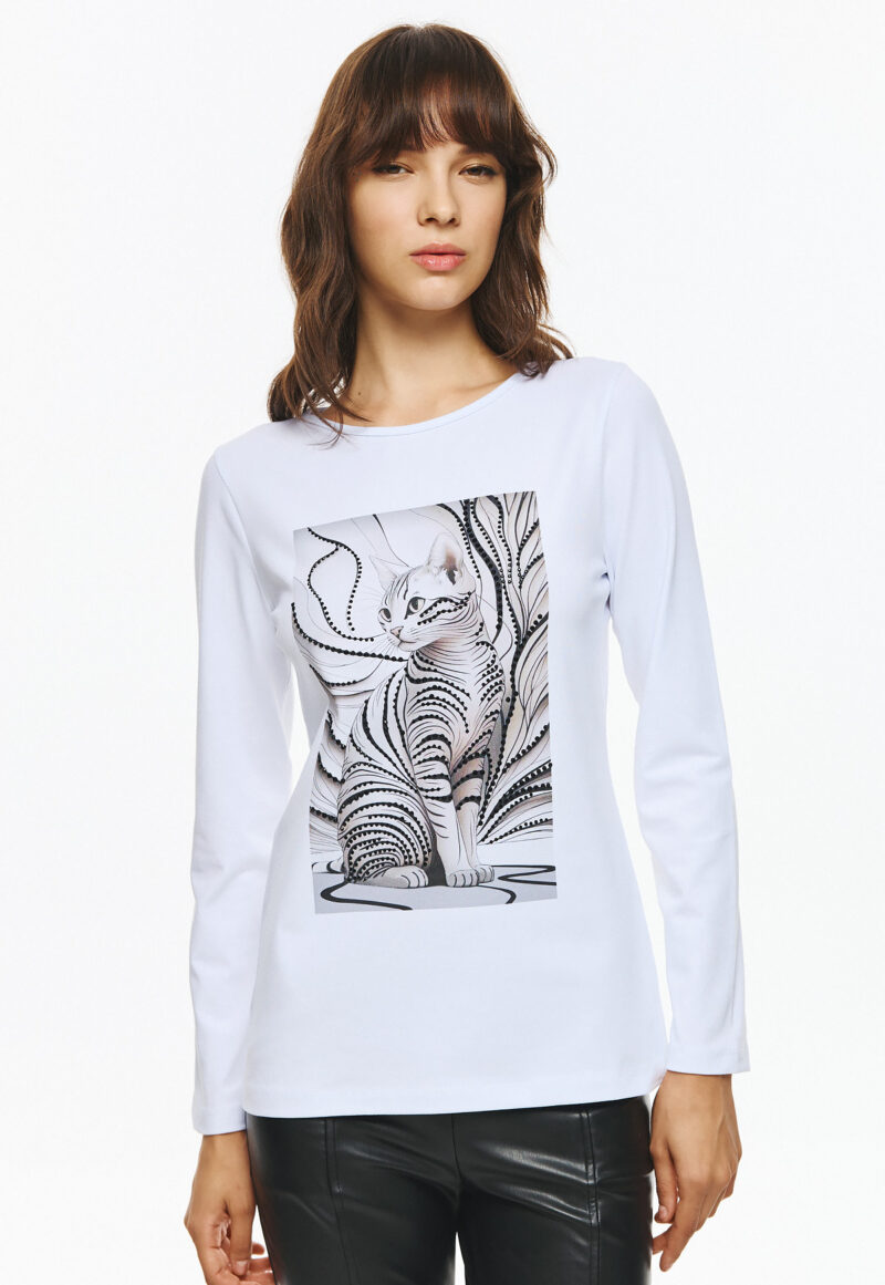 Unitee Μακρυμάνικη Μπλούζα με Print Γάτας