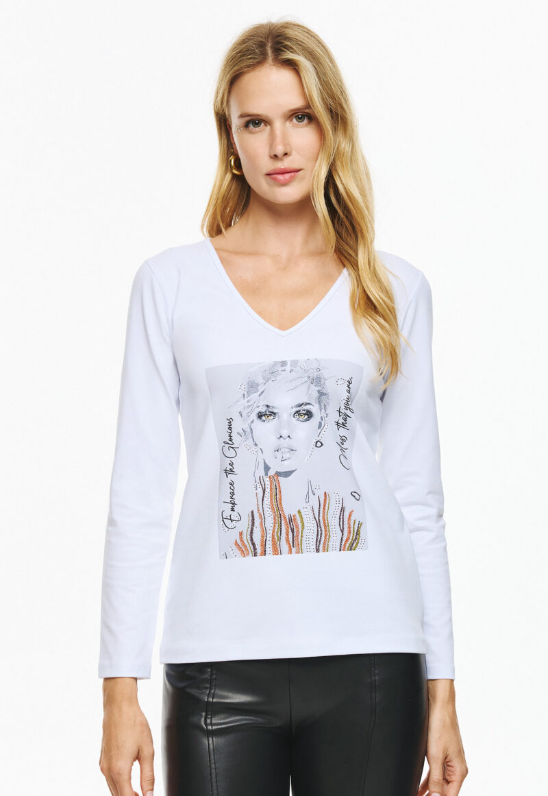 Unitee Μακρυμάνικη Μπλούζα με Τύπωμα Κοπέλα