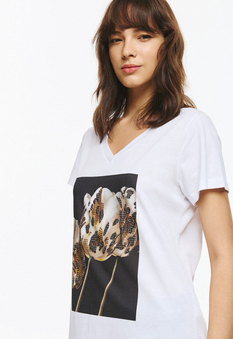 Unitee Κοντομάνικη Μπλούζα με Τύπωμα Τουλίπες