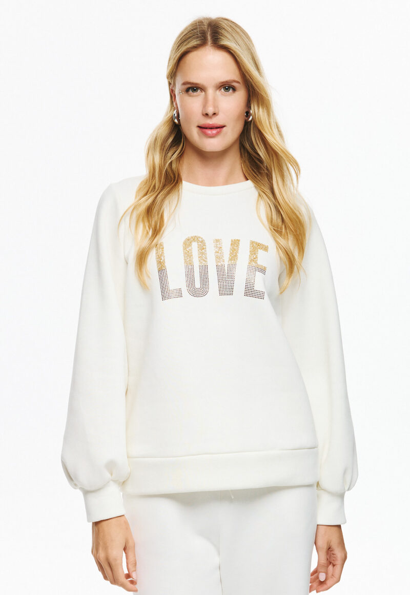 Unitee Φούτερ Μπλούζα Love με Στρας