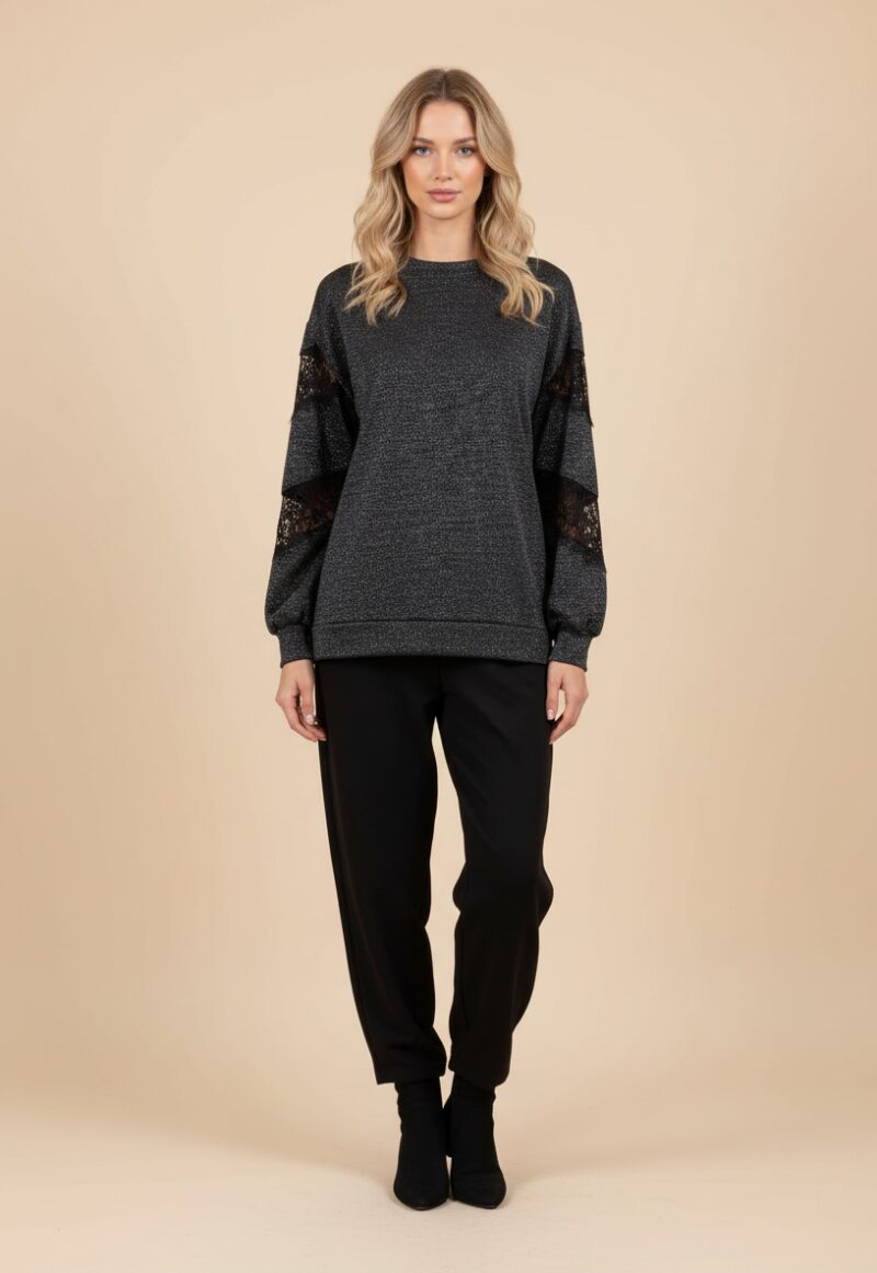 Dejavu μπλουζα με δαντελα στα μανίκια