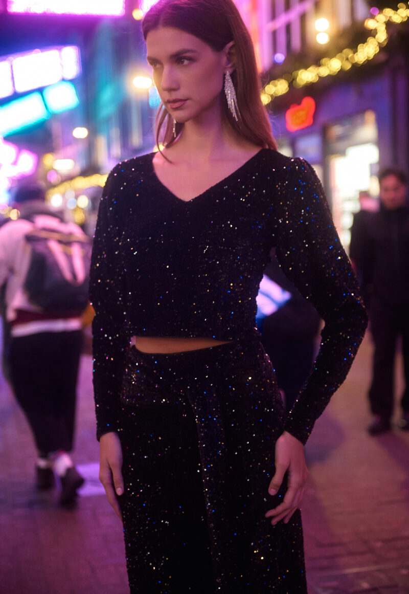 Dejavu μακρυμάνικη μπλούζα με παγιέτες