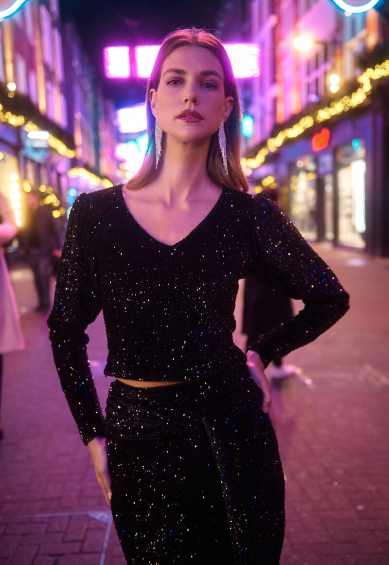 Dejavu μακρυμάνικη μπλούζα με παγιέτες