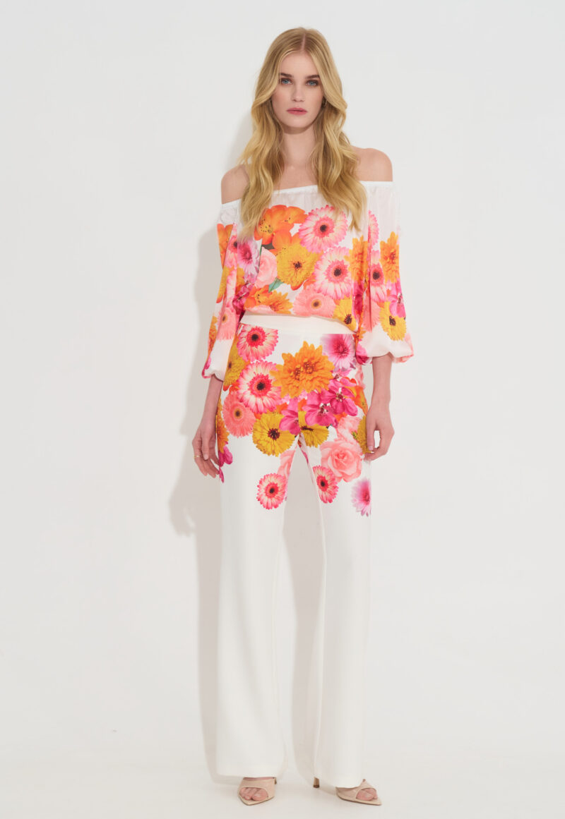 Ψηλόμεση Παντελόνα με Λουλούδια