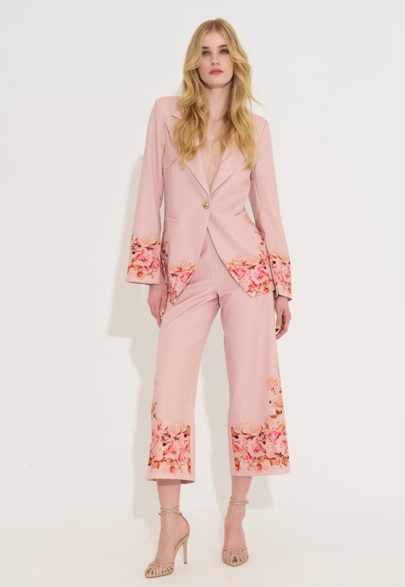 Ψηλόμεσο Crop Παντελόνι με Floral Τύπωμα