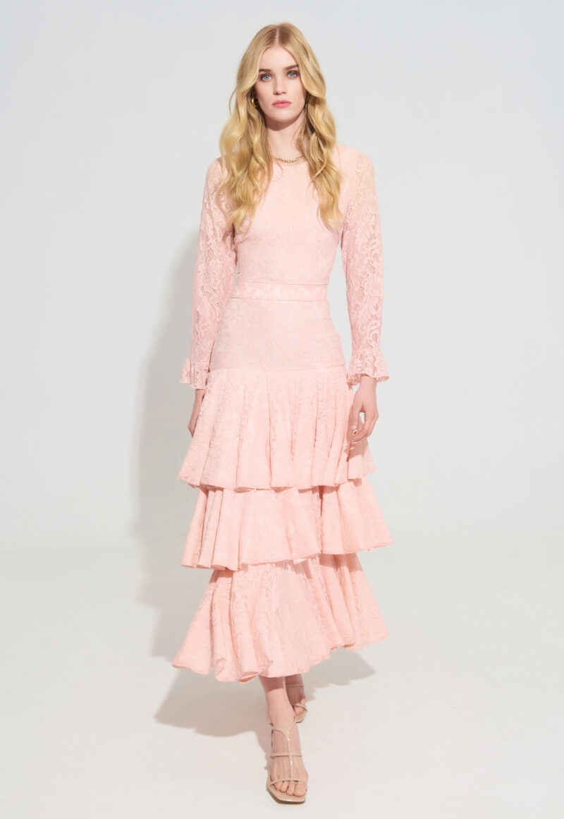 Δαντελένια Μπλούζα με Μακρύ Μανίκι και Βολάν