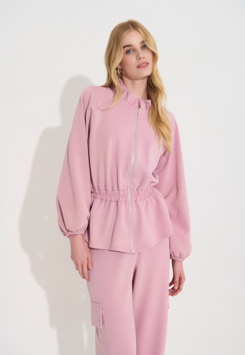 Ζακέτα με Φερμουάρ και Λάστιχο στην Μέση