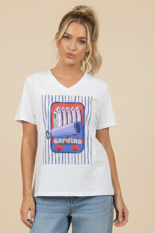 Unitee Κοντομανικη μπλούζα  με τύπωμα Sardine