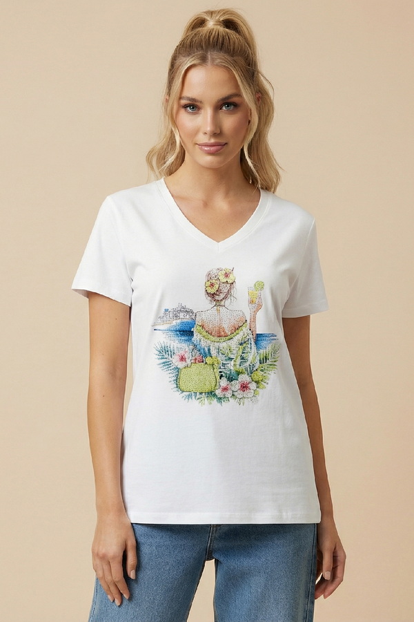 Unitee Κοντομανικη μπλούζα  με τύπωμα Cocktail Girl