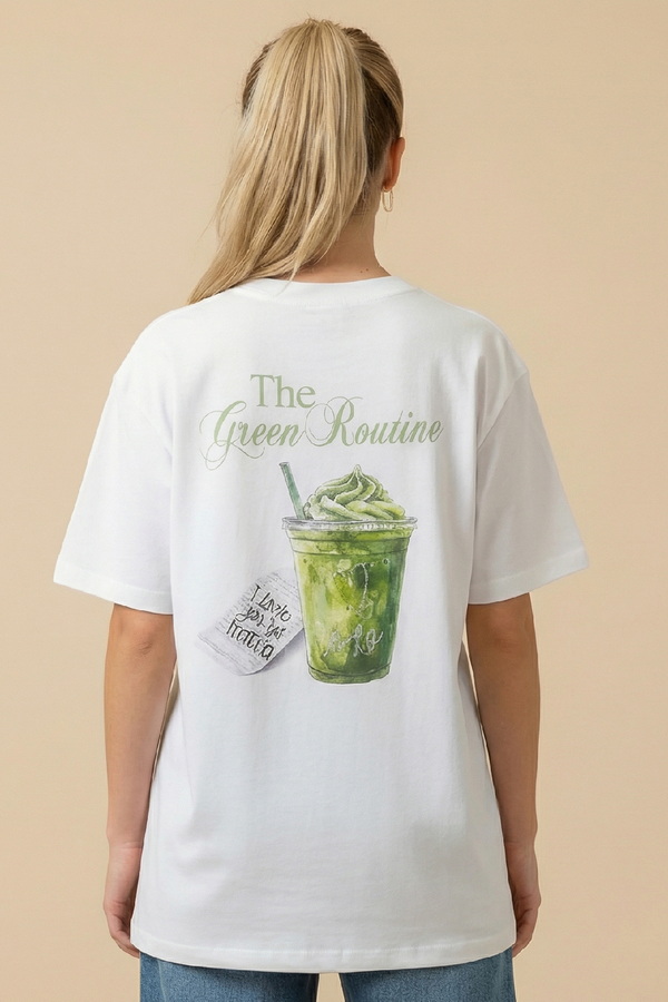 Unitee Oversized T-shirt “The Green Routine” με στάμπα Matcha