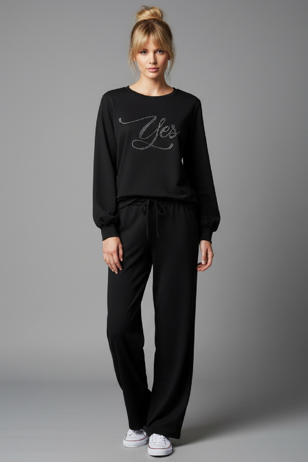 Unitee Φούτερ μπλούζα 'Yes' με Στρας