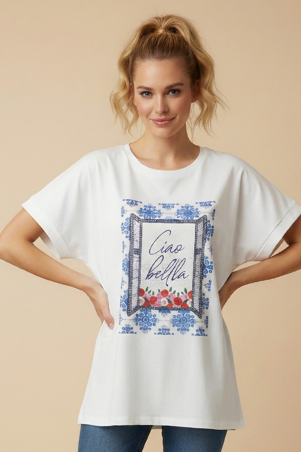 Unitee Oversized t-shirt Ciao Bella