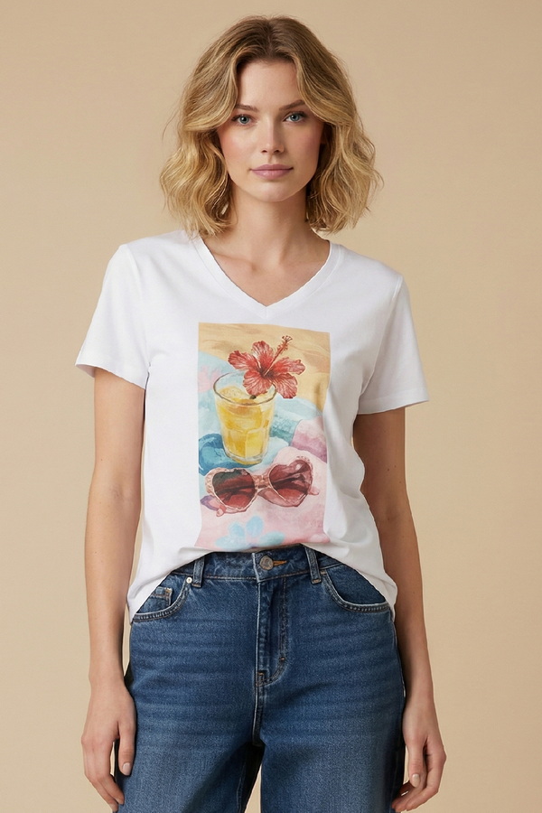 Unitee t-shirt με ποτό και γυαλιά ηλίου