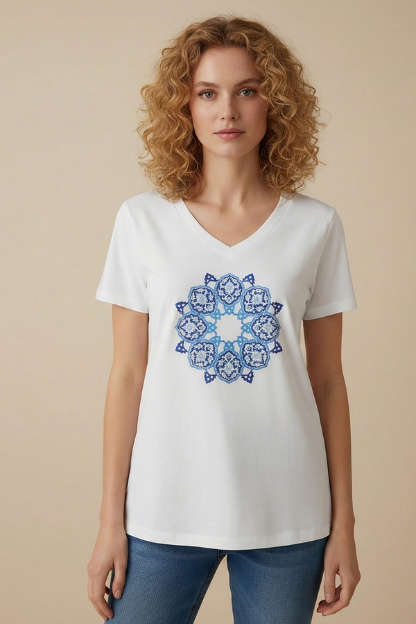 Unitee t-shirt με γεωμετρικό μπλε print