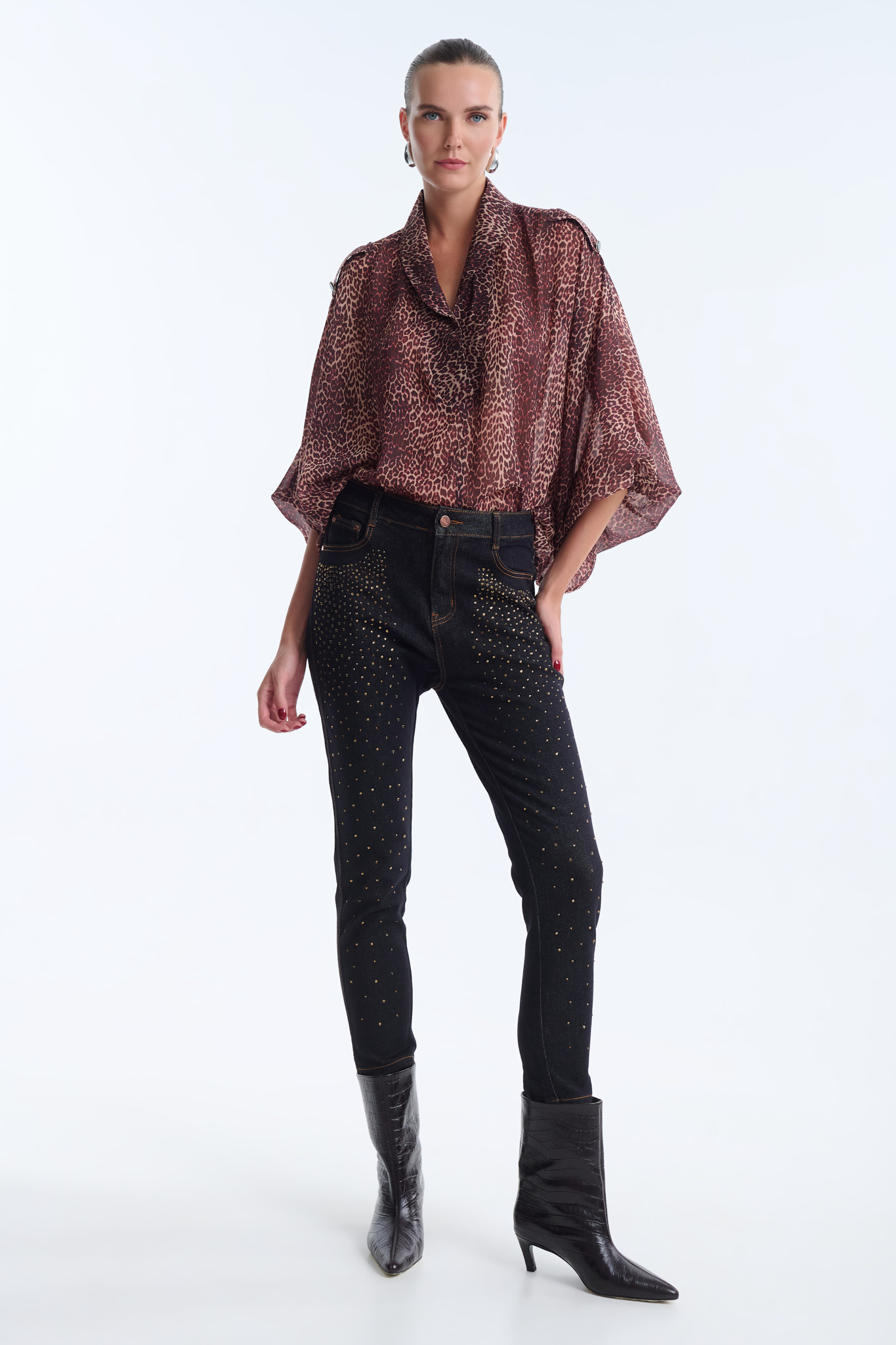 Τζιν Skinny με Χρυσά Στρας