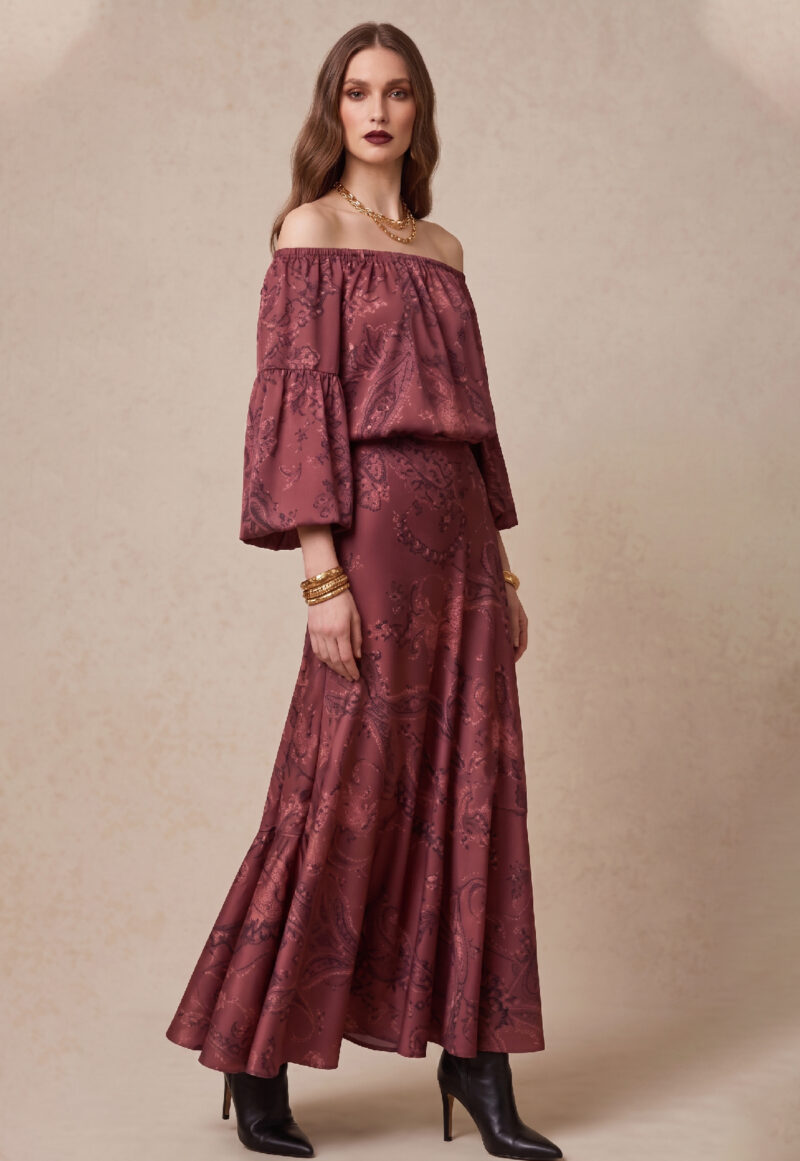 Μπλούζα με Έναν Ώμο Ακάλυπτο και Paisley Print