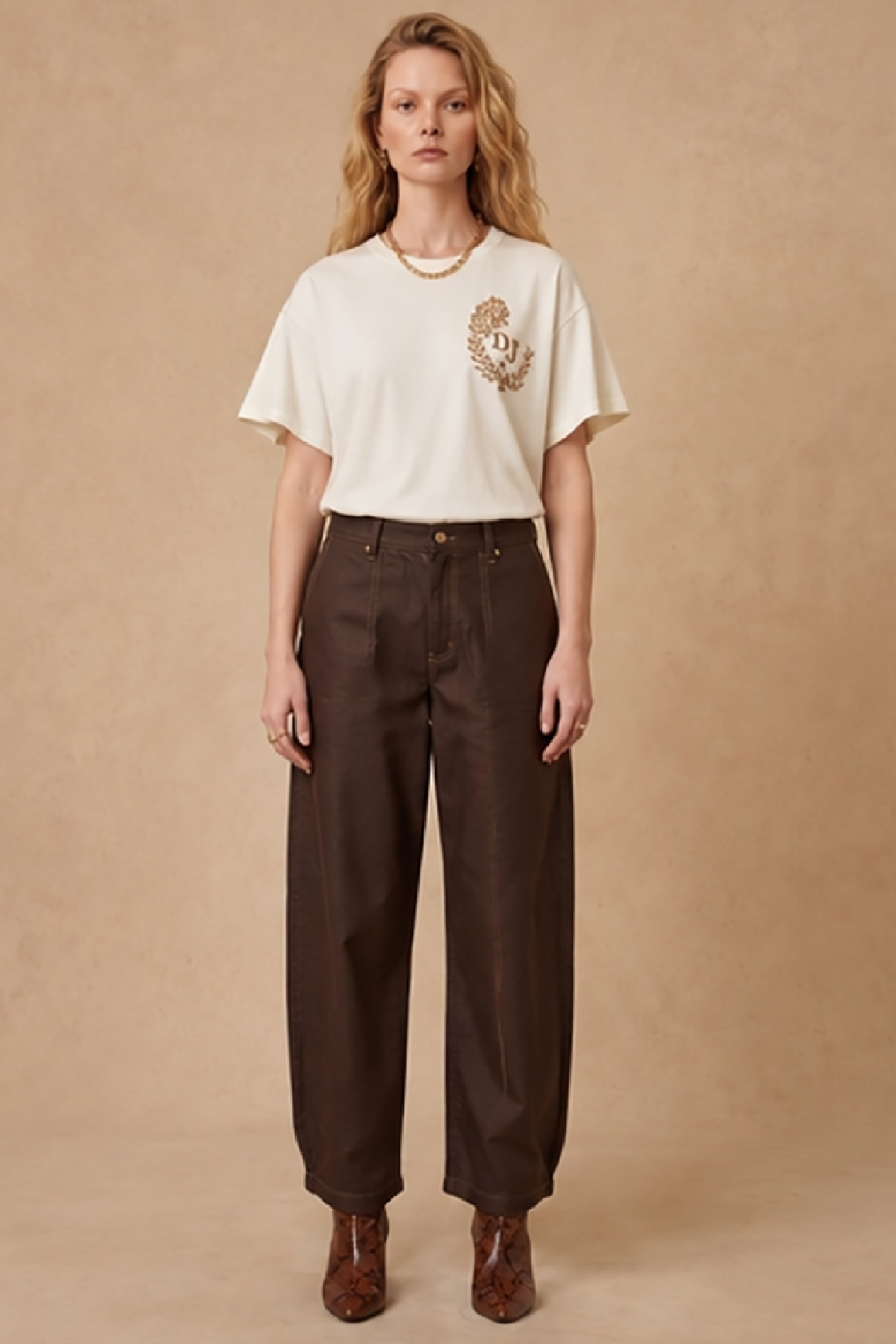 Oversized T-shirt με Κεντημένο Λογότυπο DJ