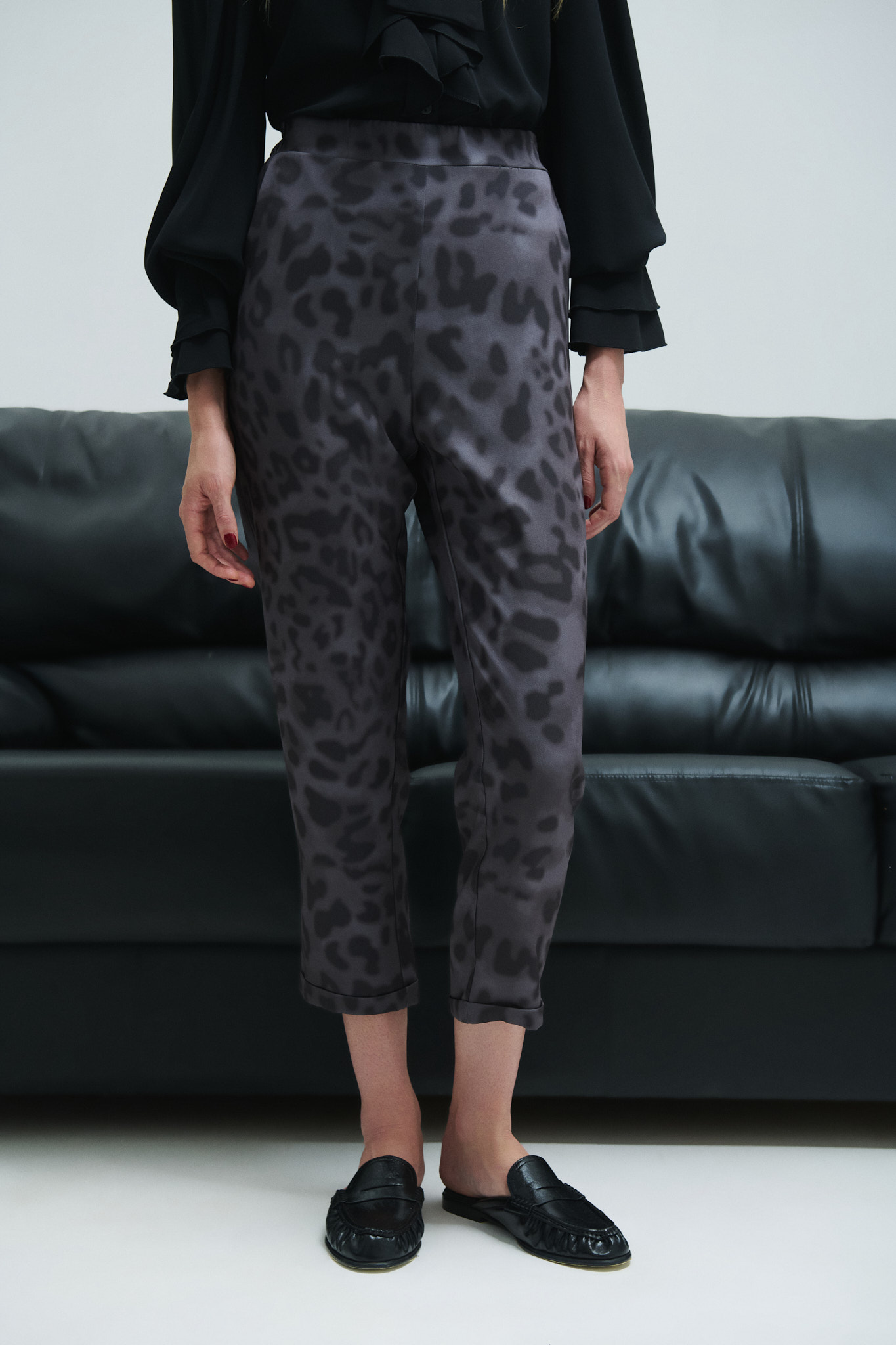 Animal Print Παντελόνι με Λάστιχο στη Μέση
