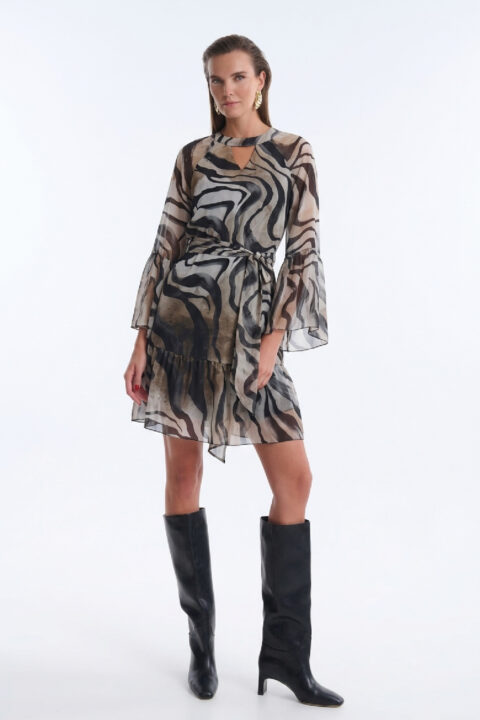 Mini Φόρεμα Animal Print με Ζωνάκι